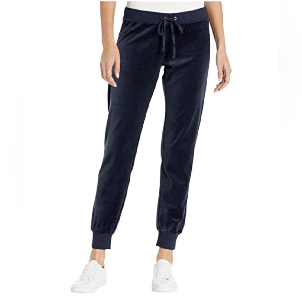 Juicy Couture VTG Velour Navy Tracksuit Jogger Pants - XL - RARE Y2K Logo Charm